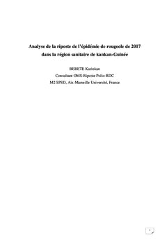 L'épidémie de rougeole dans la région de Kankan: Analyse de la riposte
