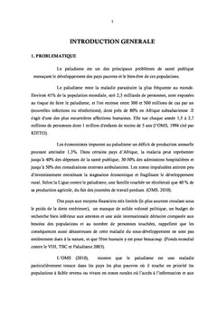 Evaluation de l'impact socio-économique de la morbidité palustre