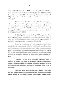 Evaluation de l'impact socio-économique de la morbidité palustre