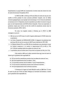Evaluation de l'impact socio-économique de la morbidité palustre