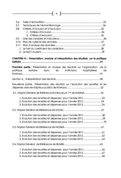 Problématique du tarif dans les hôpitaux de Kinshasa