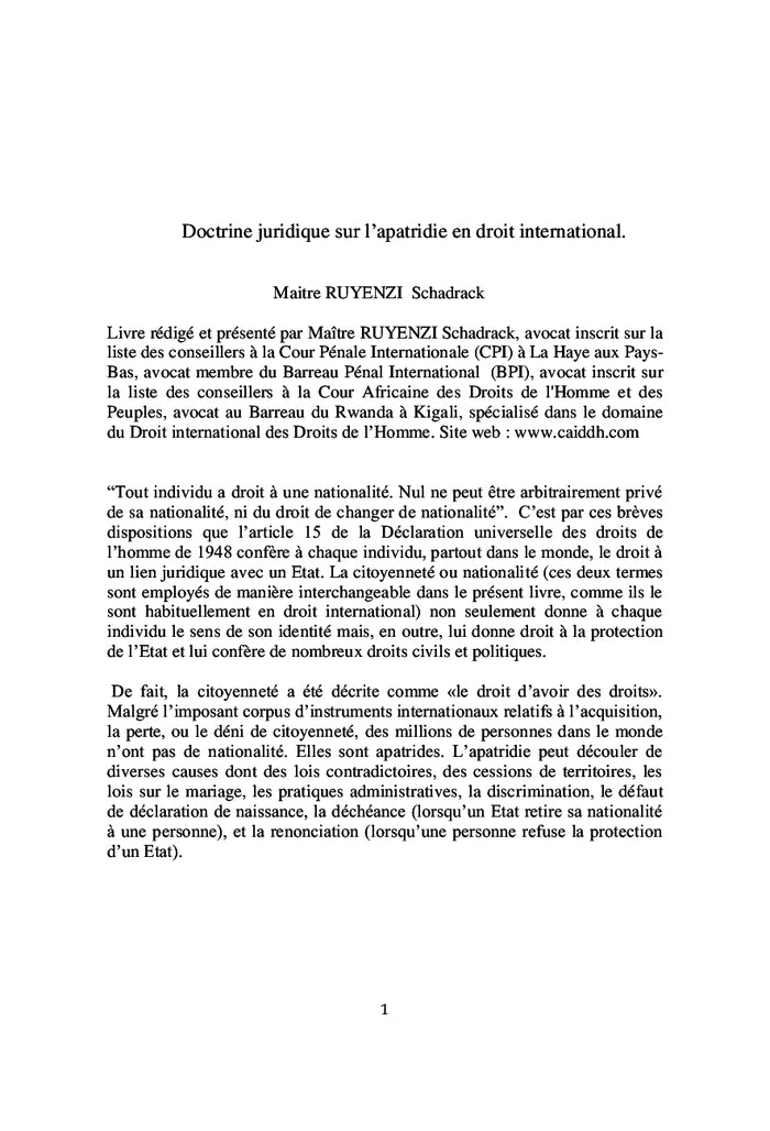 Doctrine juridique sur l'apatridie en droit international