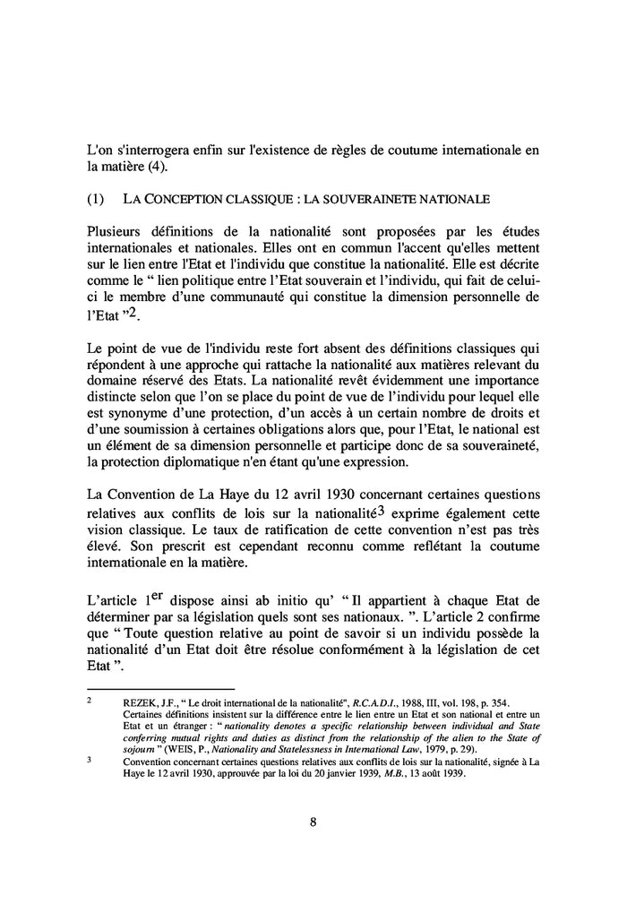 Doctrine juridique sur l'apatridie en droit international