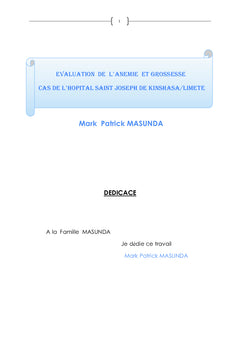 Profil Epidemio-clinique de l'anémie et grossesse