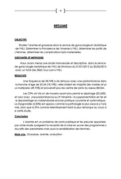 Profil Epidemio-clinique de l'anémie et grossesse