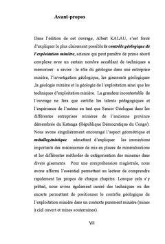 Controle geologique de l'exploitation miniere : Tome I