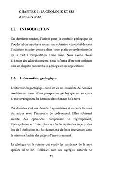Controle geologique de l'exploitation miniere : Tome I