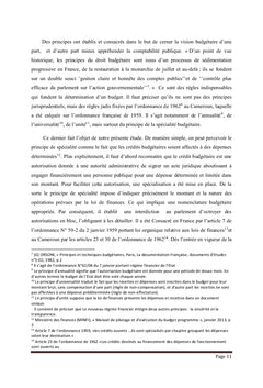 La specialite des credits a l'epreuve du budget programme au Cameroun