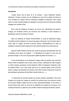 Le secret bancaire: blanchiment de capitaux, financement du terrorisme