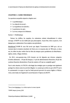 Le secret bancaire: blanchiment de capitaux, financement du terrorisme