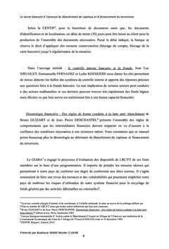 Le secret bancaire: blanchiment de capitaux, financement du terrorisme