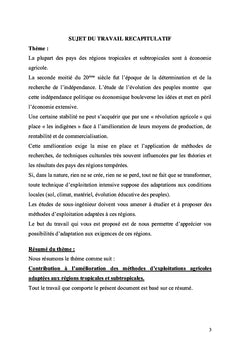 Amelioration des methodes d'exploitations agricoles