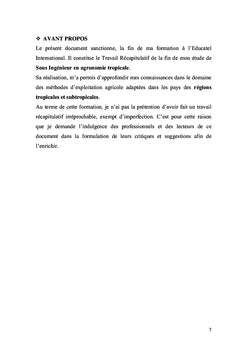 Amelioration des methodes d'exploitations agricoles