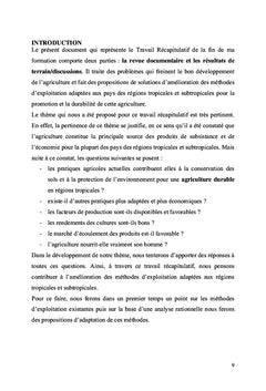 Amelioration des methodes d'exploitations agricoles