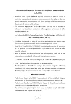 Contribution de la finance islamique a l'inclusion financiere des PME