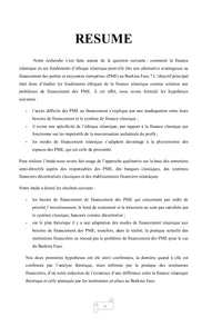 Contribution de la finance islamique a l'inclusion financiere des PME