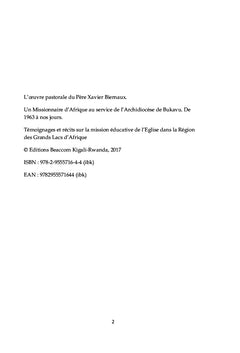 L'oeuvre pastorale du Pere Xavier Biernaux