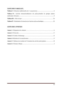 Etude des polysaccharides bioactifs de Cryptolepis sanguinolenta
