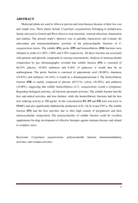 Etude des polysaccharides bioactifs de Cryptolepis sanguinolenta