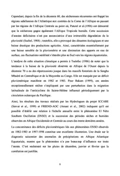 Regimes des pluies et vulnerabilites environnementales en Centrafrique