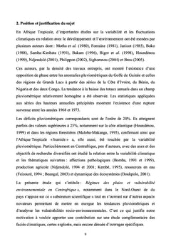 Regimes des pluies et vulnerabilites environnementales en Centrafrique