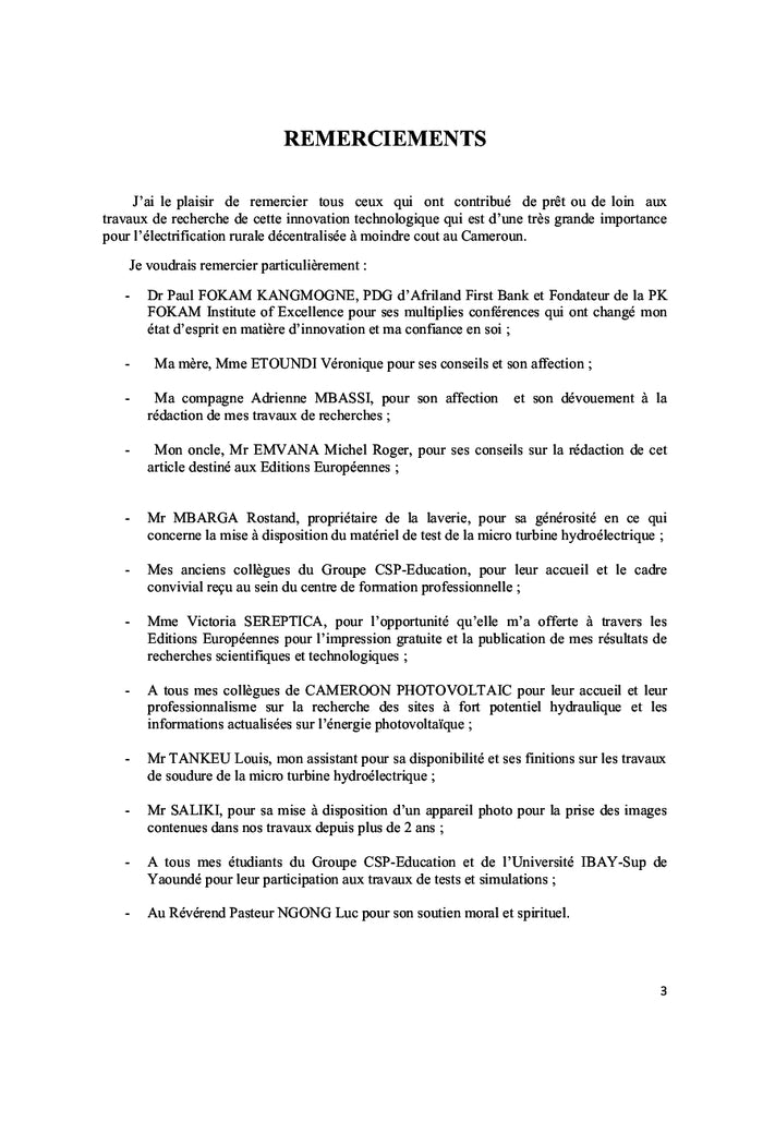 Fabrication et test d'une micro turbine hydroelectrique