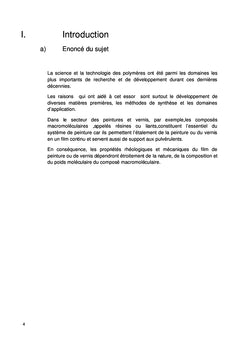 Resines et Peintures Polyesters Satures:Formulations et Essais
