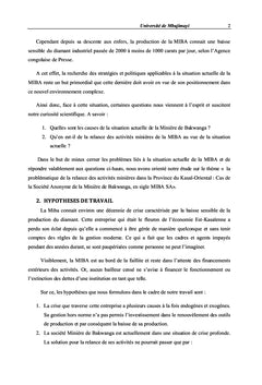 Problématique de la relance des activités minières