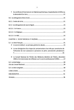 SECRET MeDICAL ET VIH/SIDA: Information du partenaire