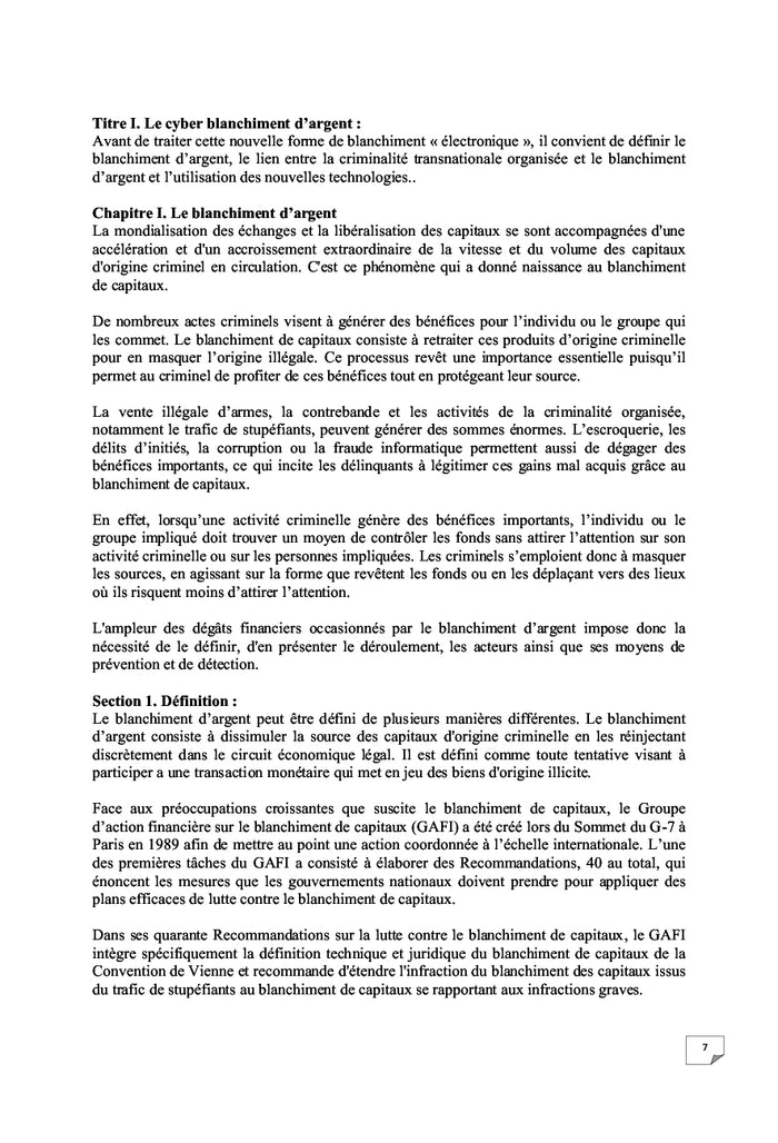 La Cyber lutte contre le Cyber blanchiment d'argent