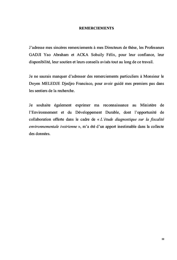 La fiscalité environnementale en droit ivoirien