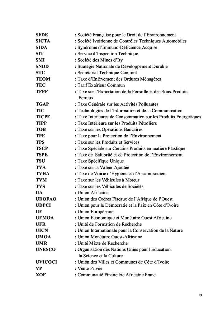 La fiscalité environnementale en droit ivoirien