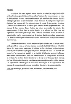 Usages du numérique dans le parcours d'achat des consommateurs de luxe