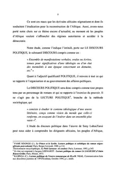 Le discours politique dans l'oeuvre romanesque de Sony Labou Tansi