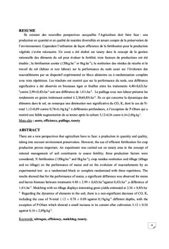Effets des PAC sur le maïs et la dynamique Bio et Physico-chimie des sols