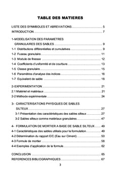 Formulation de la composition du mortier