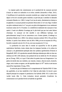 Rendement et rentabilité de deux variétés de cacaoyers