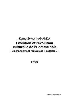 Evolution et révolution culturelle de l'Homme noir