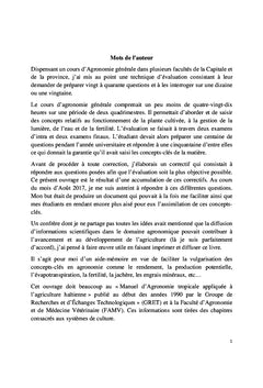 Cent questions d'Agronomie generale et plus...