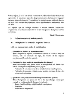 Cent questions d'Agronomie generale et plus...