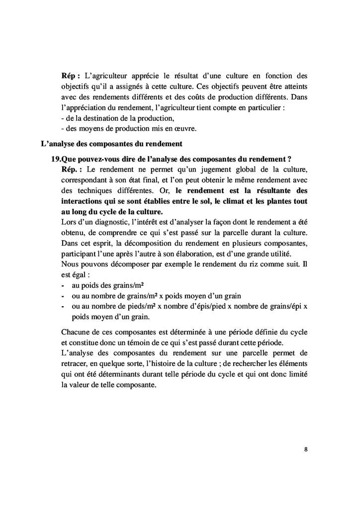 Cent questions d'Agronomie generale et plus...