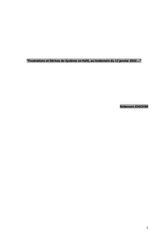 Frustrations et Dérives du SystEme en Haiti ...