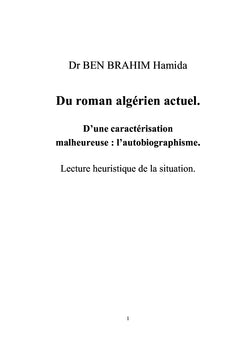 Du Roman Algérien Actuel. D'une Caractérisation Malheureuse...