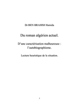 Du Roman Algérien Actuel. D'une Caractérisation Malheureuse...