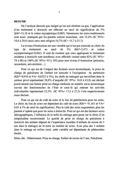 Déterminant De La Prise en Charge À Domicile Des Enfants De Moins De 5 Ans