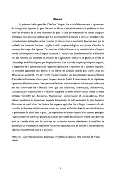 Impact de l'homme sur la dynamique de la végétation ligneuse