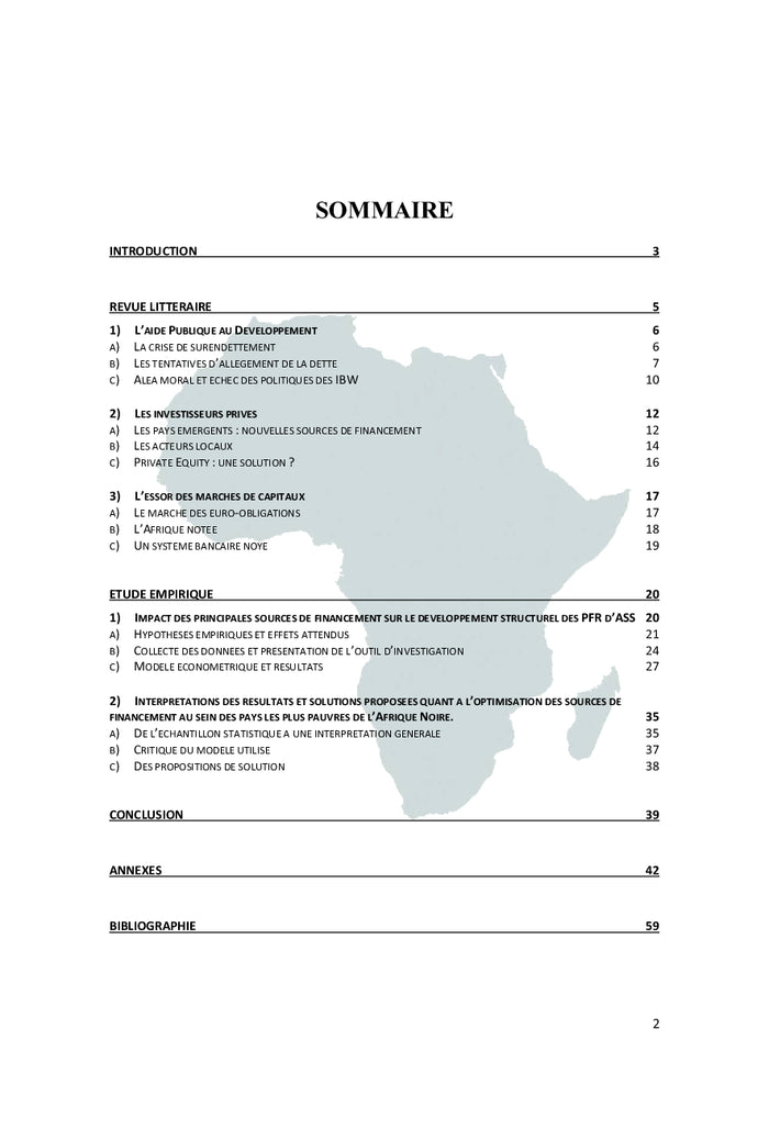 Sources de financement et développement en Afrique subsaharienne.