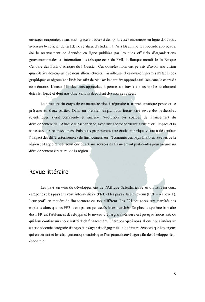Sources de financement et développement en Afrique subsaharienne.