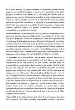 Responsabilité civile en droit de sport congolais