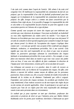 Responsabilité civile en droit de sport congolais